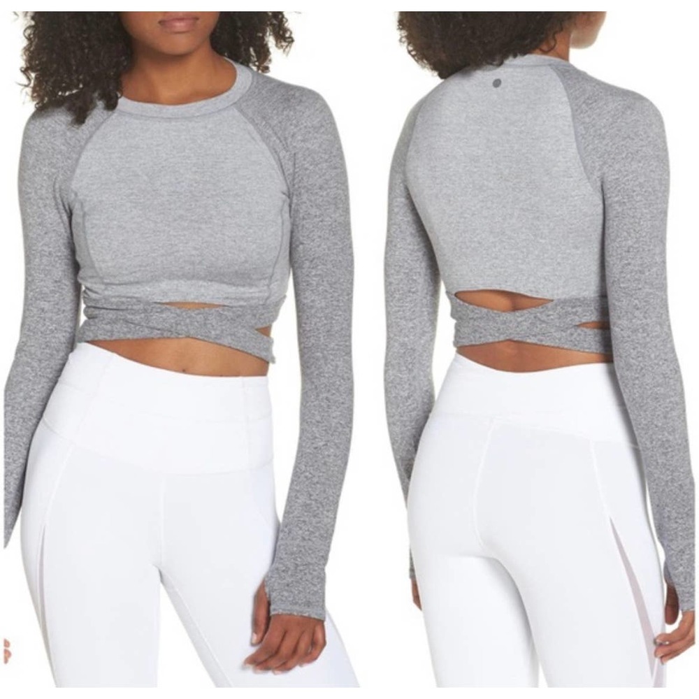 Zella Infiniti Ombré Long Sleeve Crop Top XS